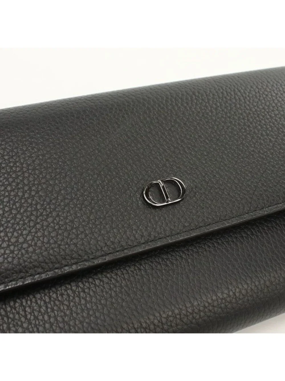 Dior Long Flap Wallet CD Icon Bifold Grained Calfskin